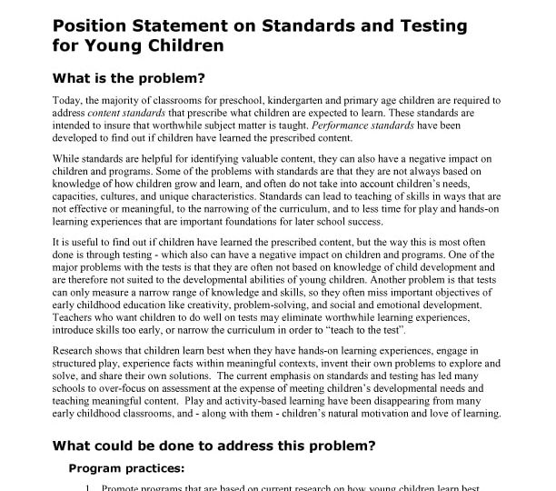 DEY Position Statement