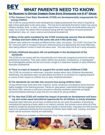 Defending the Early Years -- What Parents Need to Know
