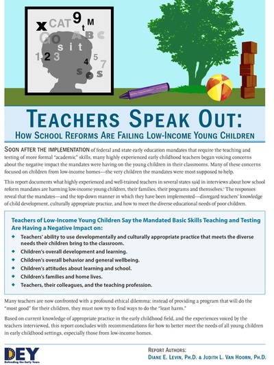 DEY: “Teachers speak out: how school reforms are failing low-income young children”, DEY Report