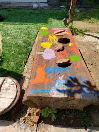 A painted bench