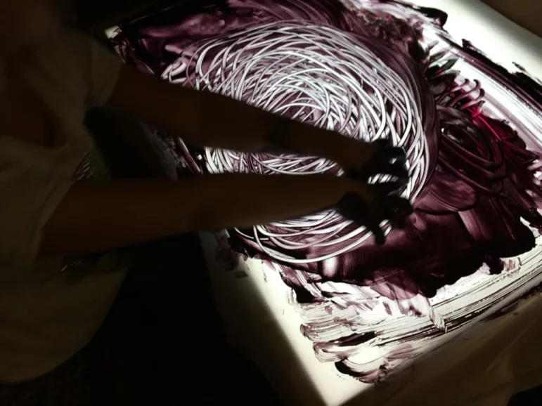 finger painting on light table child fingerpainting on light table