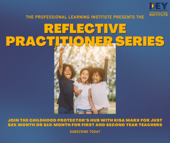 Promotional image for "Reflective Practitioner Series" by The Professional Learning Institute featuring three children and subscription details for teachers. Promotional image for "Reflective Practitioner Series" by The Professional Learning Institute featuring three children and subscription details for teachers.