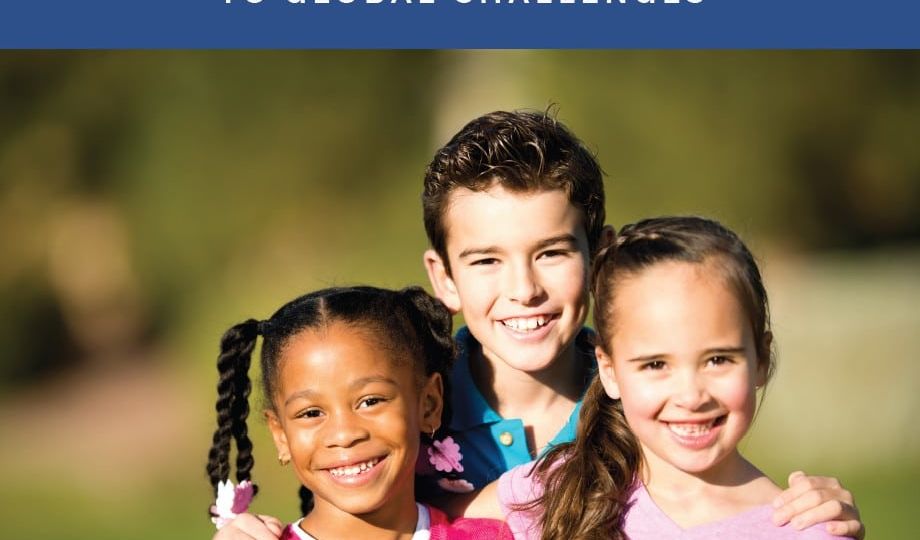Three children smiling outdoors on a sponsorship package for the 7th Annual Summer Institute, themed "Equity, Truth, & Care." Contact details and DEY logo are included.