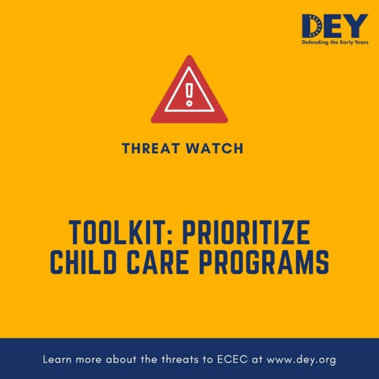 A graphic with a warning icon reads 