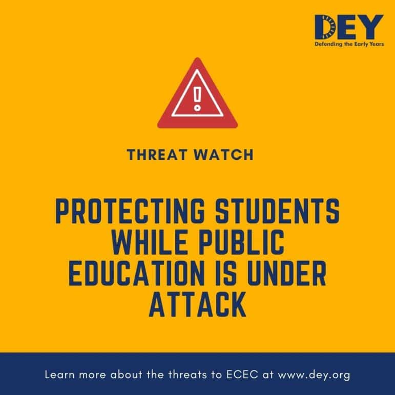 Yellow graphic with a red warning icon, text reads: 